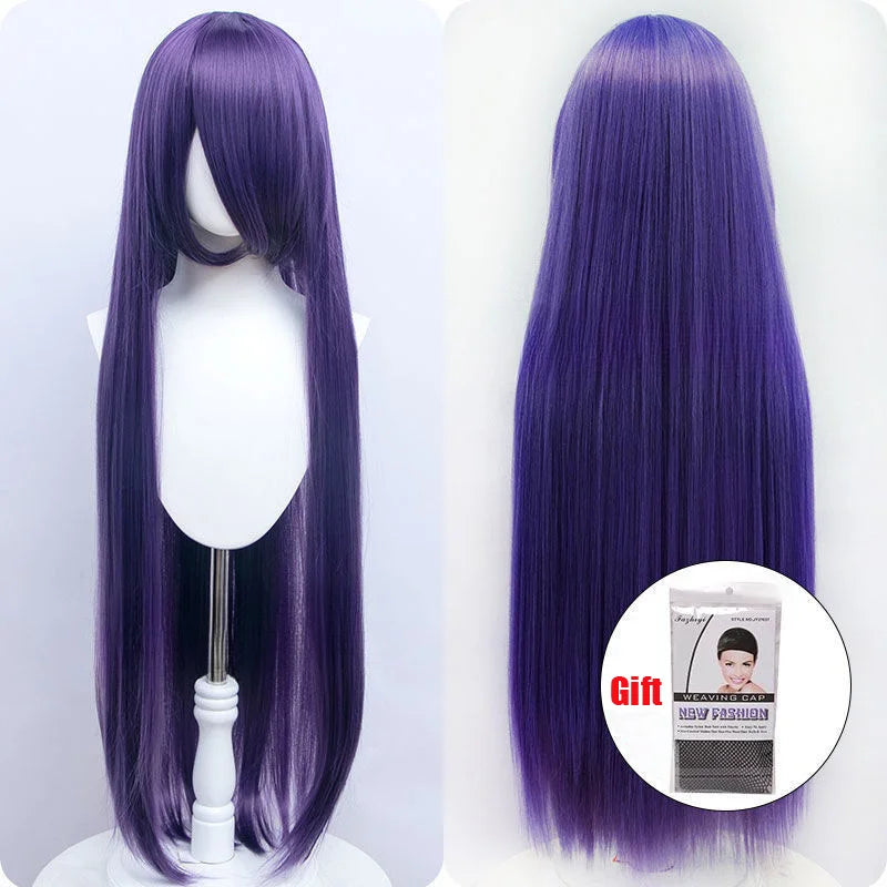 Snoya 100cm synthetic long straight cosplay wig with bangs Heat Resistant hair Anime pink blonde red purple women wig