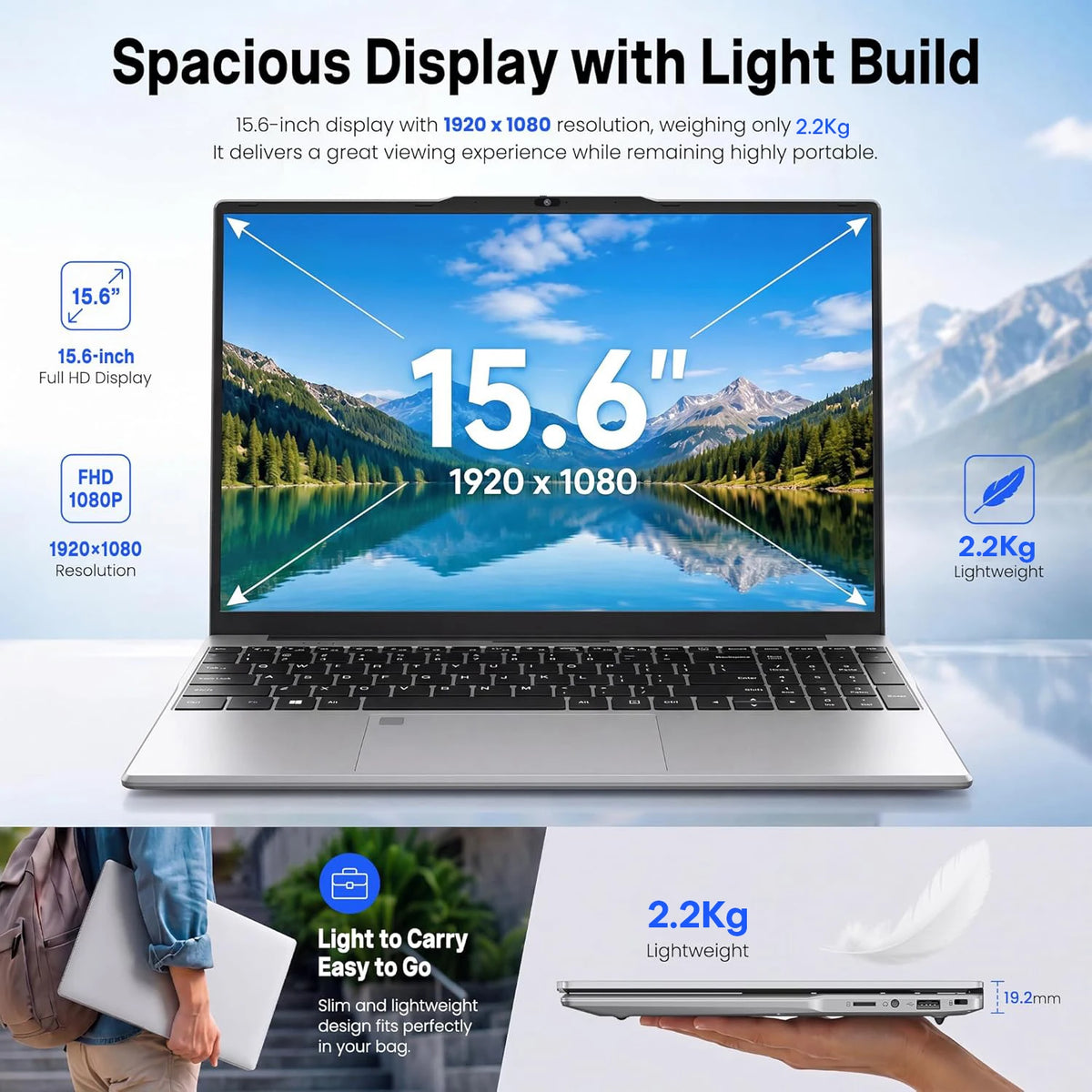 15.6" Intel Core I7-1165G7 Laptop Computer Windows 11 16GB RAM 1/2TB SSD Notebook PC 4K HD Wifi6 Backlit Portable Office Laptops