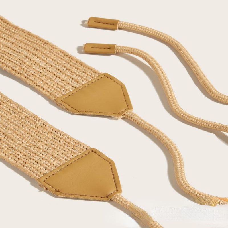 New Korean Version of Rope Belt for Women Fashion All-in-one Dress Bohemian Pastoral Style PP Grass Woven Wide Belt Summer