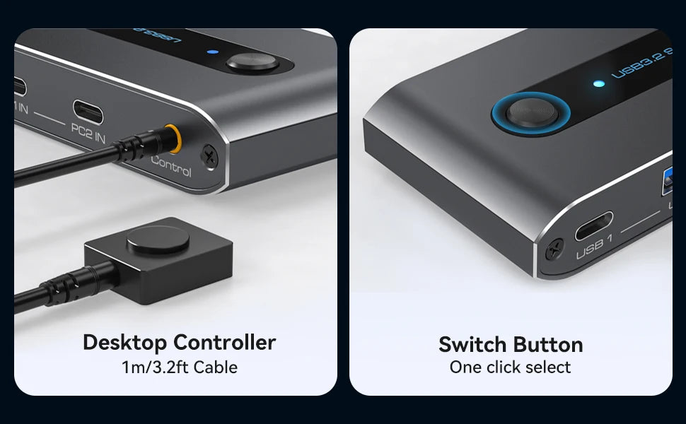 USB C Switch 2 Computers Share USB C & A Devices 10Gbps 4 Port USB 3.2 Switcher 2 PC for PC Laptop Share Keyboard Mouse