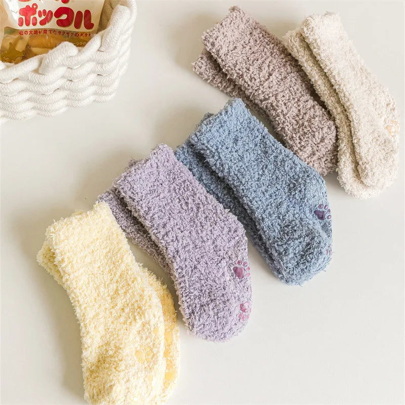 3Pairs Autumn and Winter Thick Baby Toddler Socks for Girls and Boys Coral Fleece Non-slip Baby Floor Foot Socks 0-5Y Children