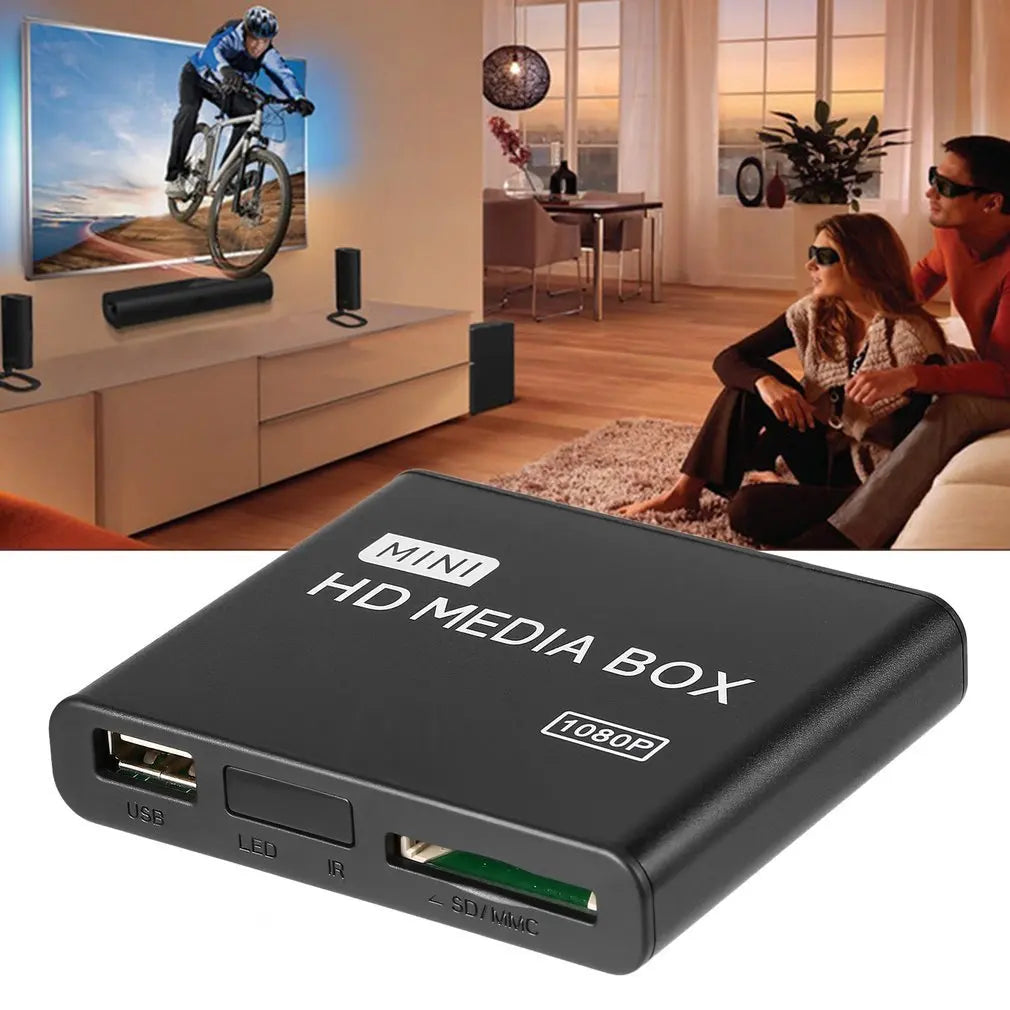 Hot 1080P Media Player Mini HDD Media Box TV Box Video Multimedia Player Full HD With SD MMC Card Reader 100Mpbs EU Plug