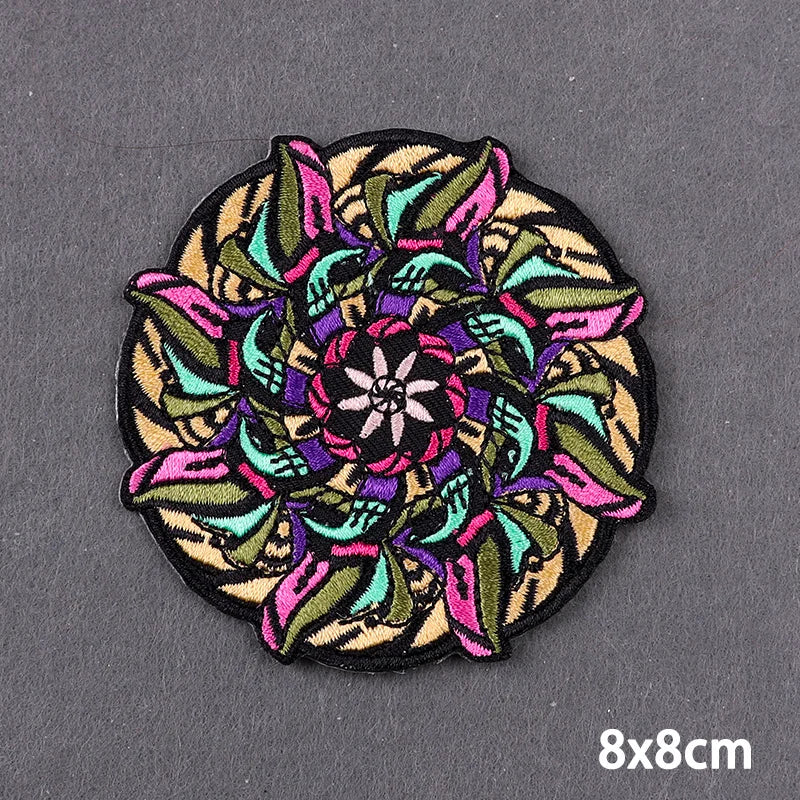 Mandala Iron On Patches For Clothes DIY Embroidery Applique Fusible Patch Ironing Stickers Letters Patch For Jacket Badge