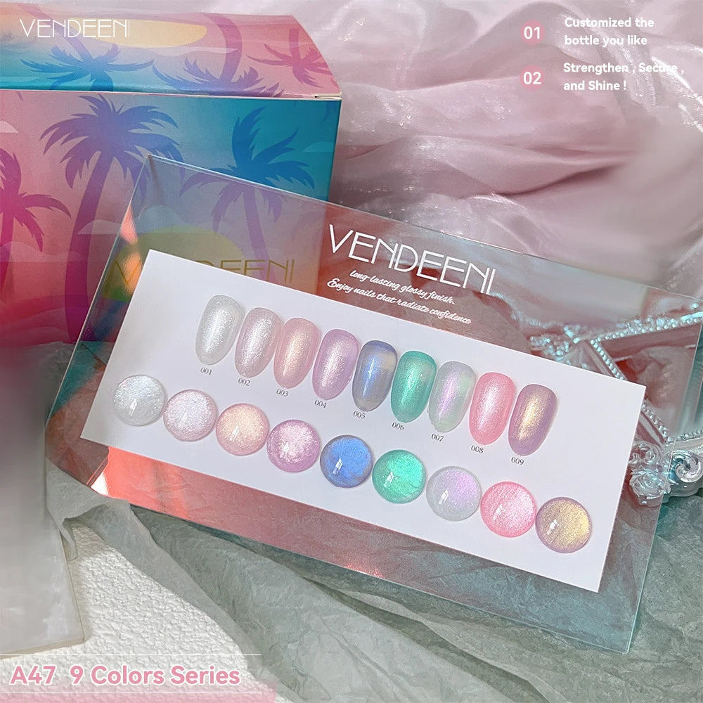 Vendeeni TPO HEMA Free 2025 Hot Sale High Quality 9-Color Nail Gel Polish Set Non-Toxic UV Gel Nail Art Kit for Nail Salon