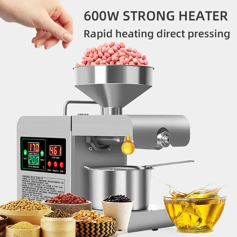 DIVEDEER Oil Press Home Automatic Multifunctional Commercial Oil Dreg Peanut New Oil Machine Intelligent Oil Press Machine X8S