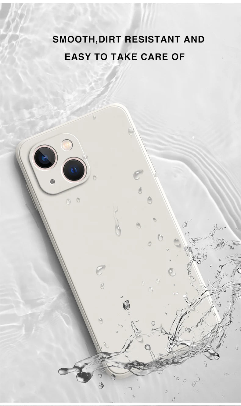 Original Square Liquid Silicone Funda Case for iPhone 15 13 Pro Max X XS 11 12 14 Plus Luxury Camera Protective Cover