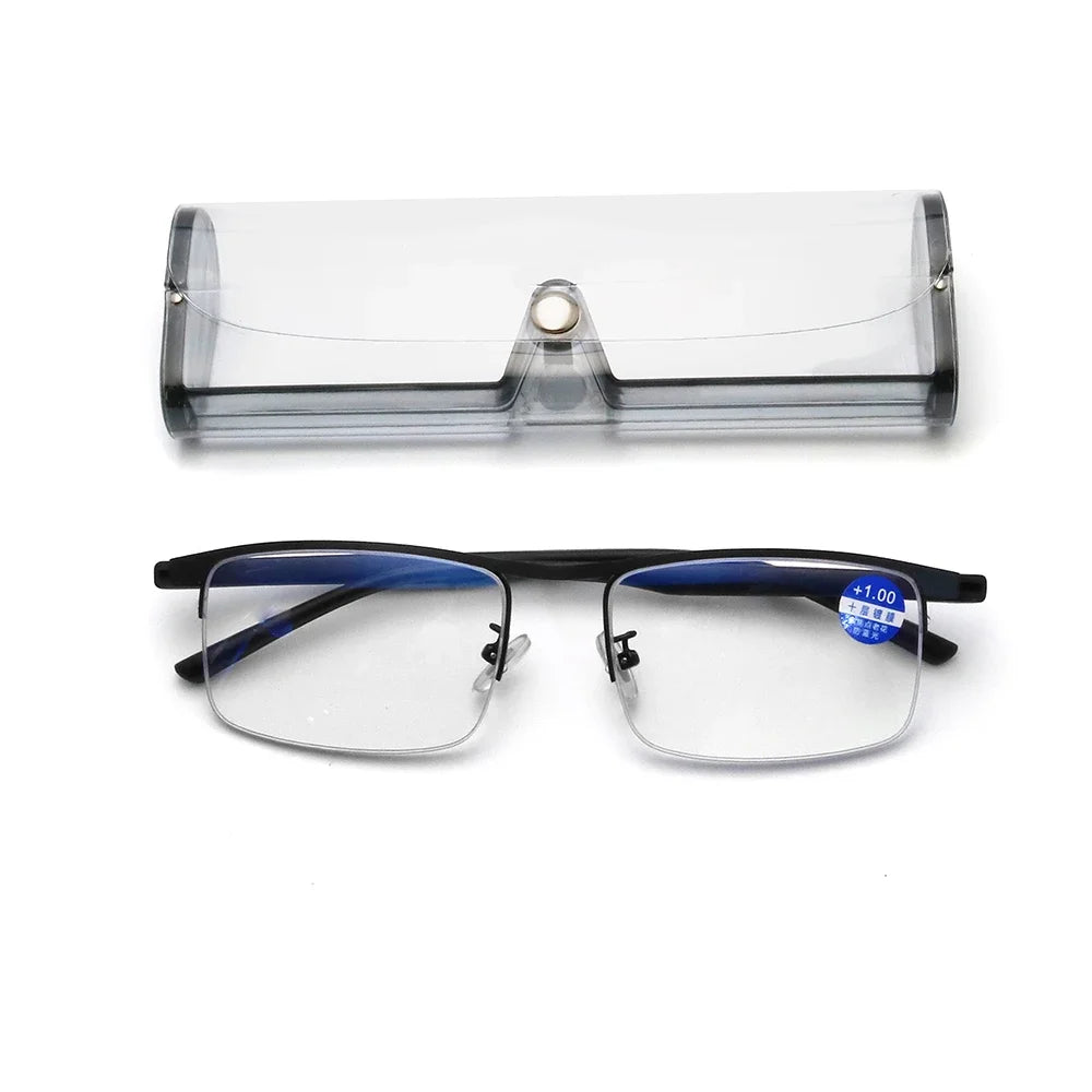 IENJOY Intelligent Multifocal Progressive Reading Glasses Half Frame Dual-use Anti-Blue Light  Automatic Adjustment Eyewear