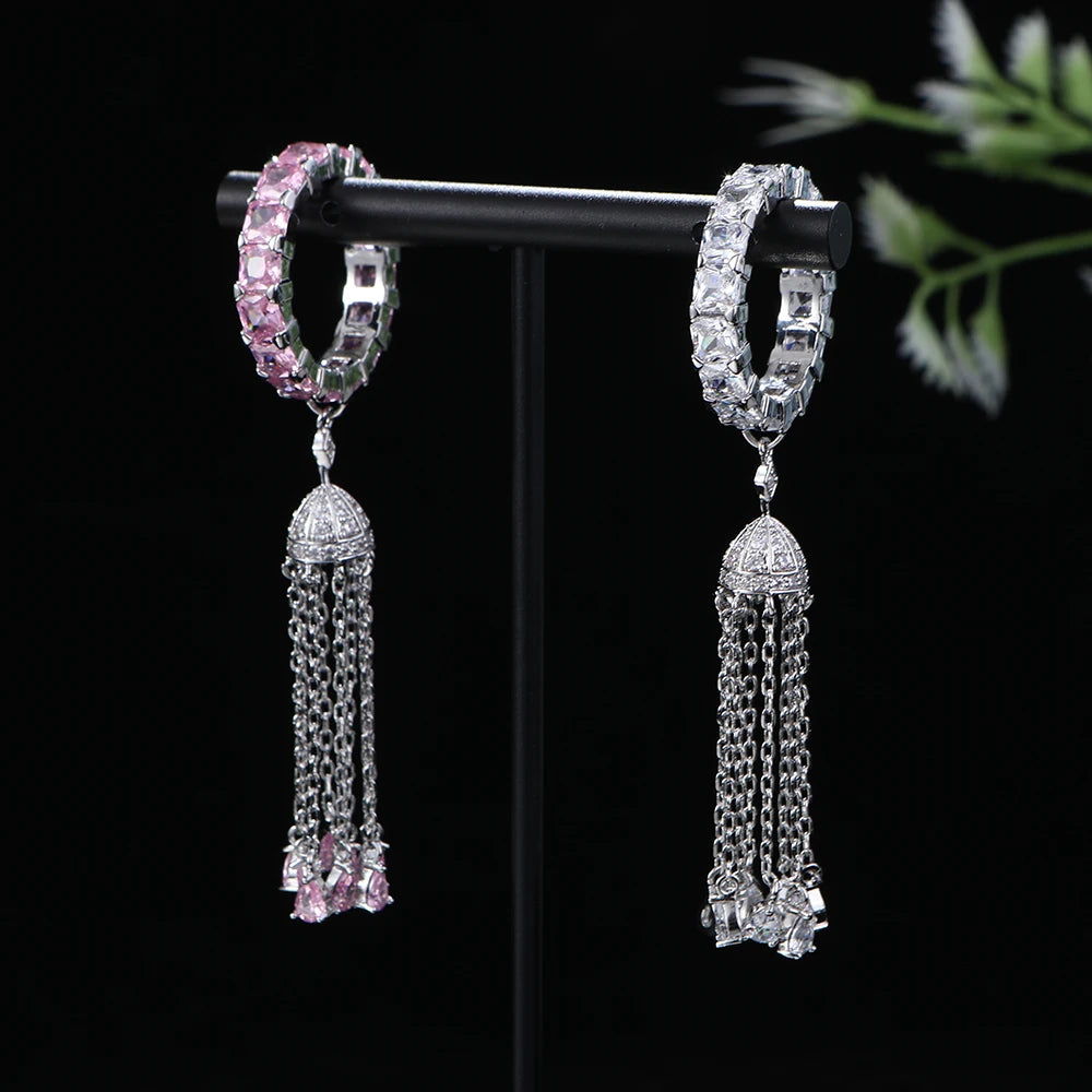 Trendy Twist Tassels Statement Rings for Women Square Cubic Zircon Finger Rings Beads Charm Ring Bohemian Beach Jewelry R182