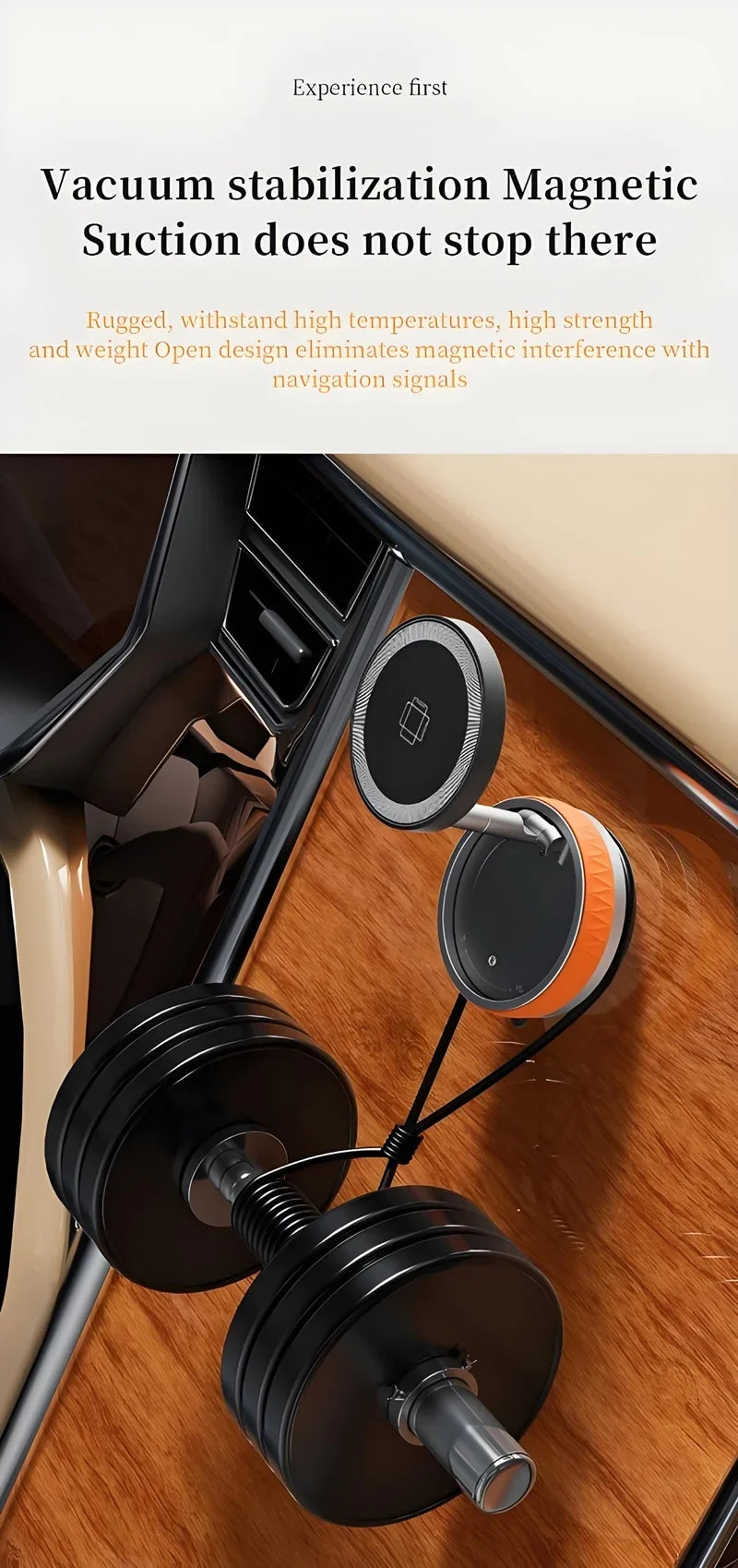 15W Wireless Car Charger Mount,Magnetic Vacuum Suction 360° Rotatable Foldable Portable Multi-Scenario Phone Stand for All Phone