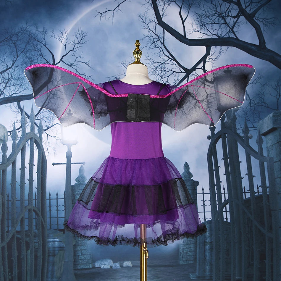 Halloween Costume For Kids Halloween Fantasy Vampire Costumes Girls Short Tutu Dress Kids Carnival Outfit Gothic Dark Clothes
