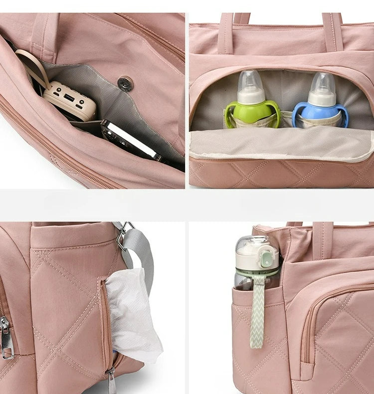 Personalized Name Simple Mommy Bag Large Capacity Solid Color Single Shoulder Crossbody Bag Baby Diaper Storage Bags