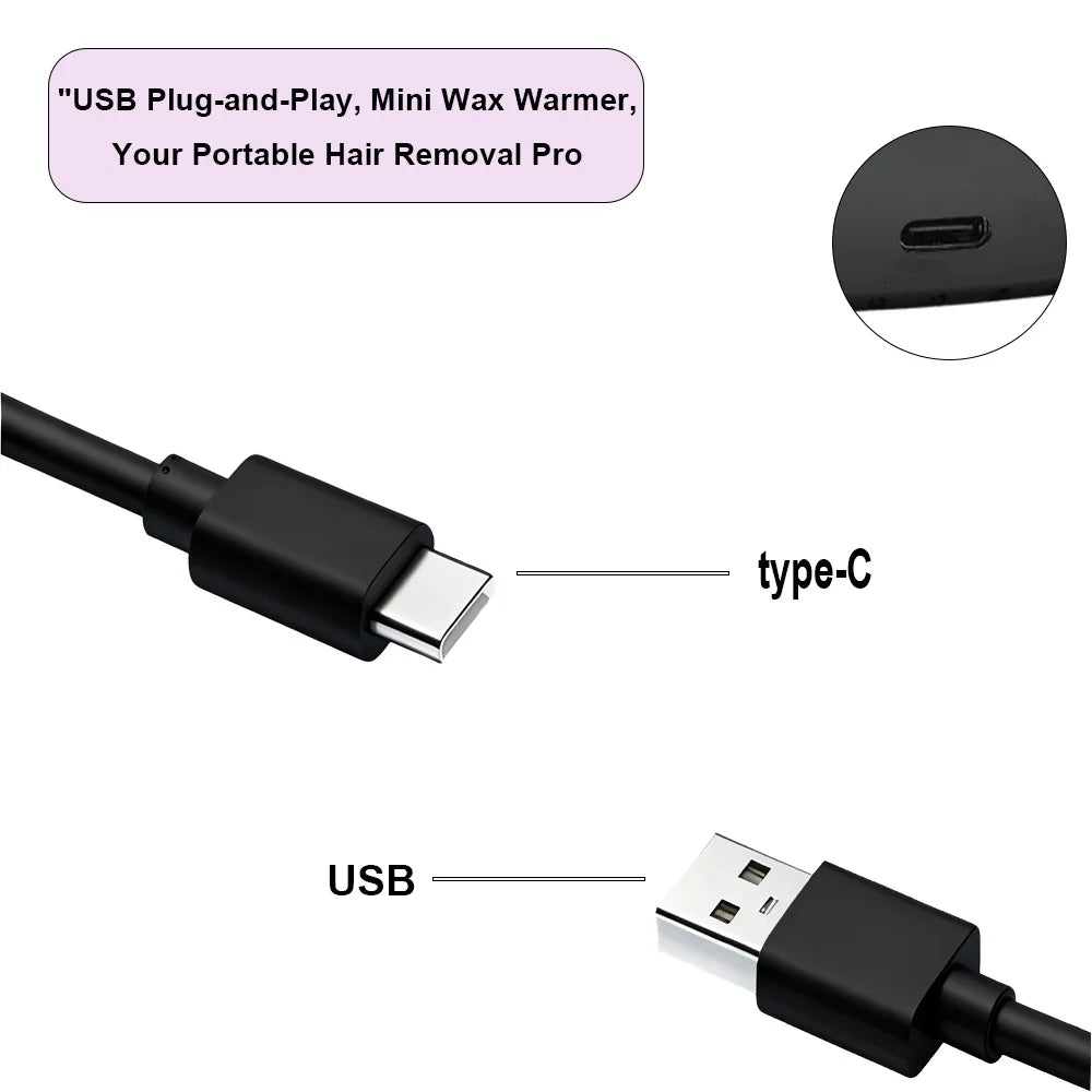 USB Mini Hair Removal Wax Warmer, Mini Waxing Kit - Suitable for Facial Hair Removal for Both Men and Women, Wax Heater