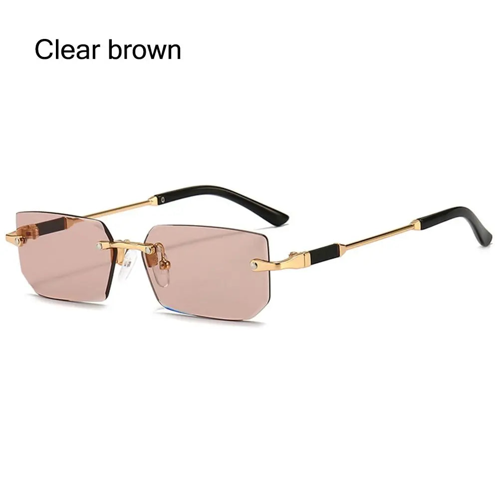 Trendy Rimless Rectangle Sunglasses Personalized Jelly Colored Frameless Sun Glasses Retro Shades Fashion Travel UV400 Eyewear