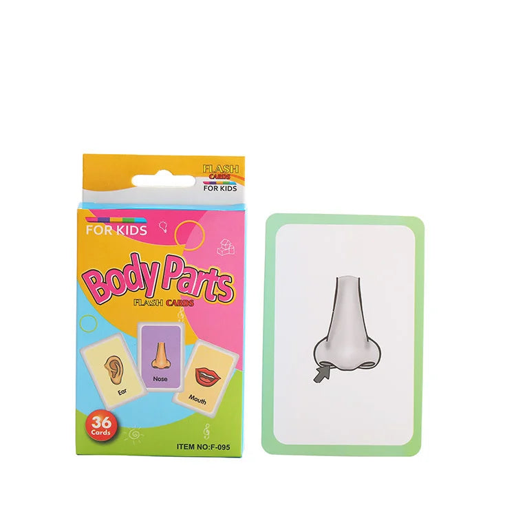 36Pcs Kids Cognition Card Shape Animal Color Teaching Baby English Learning Word Card Education Toys Montessori Material Gift