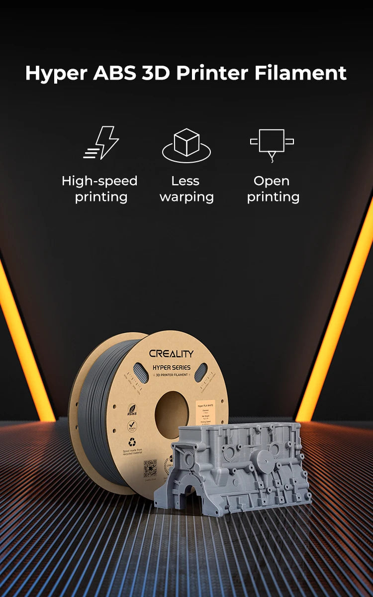 Creality Hyper ABS Filament 1.75mm for High-Speed Printing Convenient Open Printing, 1kg(2.2lbs) Spool Fit Most 3Dz Printer