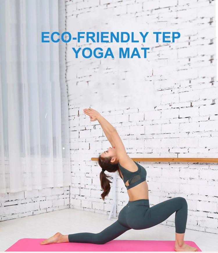 TPE Yoga Mat 173*57cm Eco-friendly Non-Slip Exercise & Fitness Mat for Men&Women with Carrying Strap, Home Workout Mat for Yoga