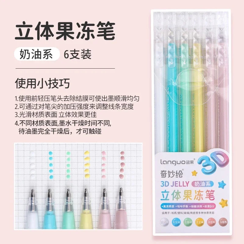Languo 198/6 PCS Morandi Gel Pen Student Diary Scrapbook Painting DIY Gel Pen Set Coloring Book Drawing Pen School Supplies