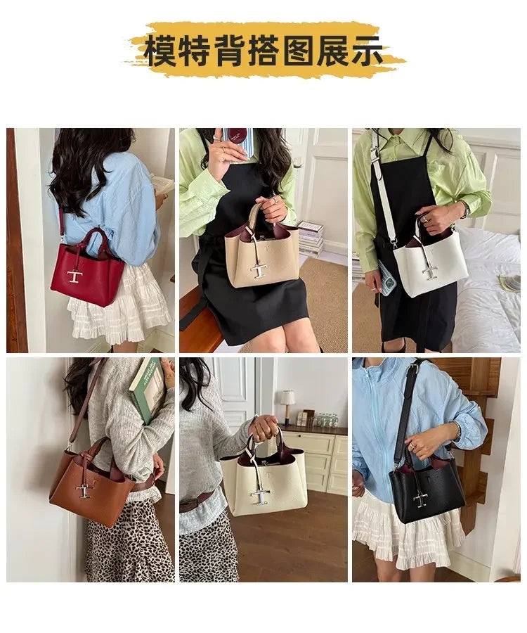 Unique High-End Leather Diaper Bag: Elegant Crossbody Messenger Bag For Women With Vintage Designer Look And Large Capacity