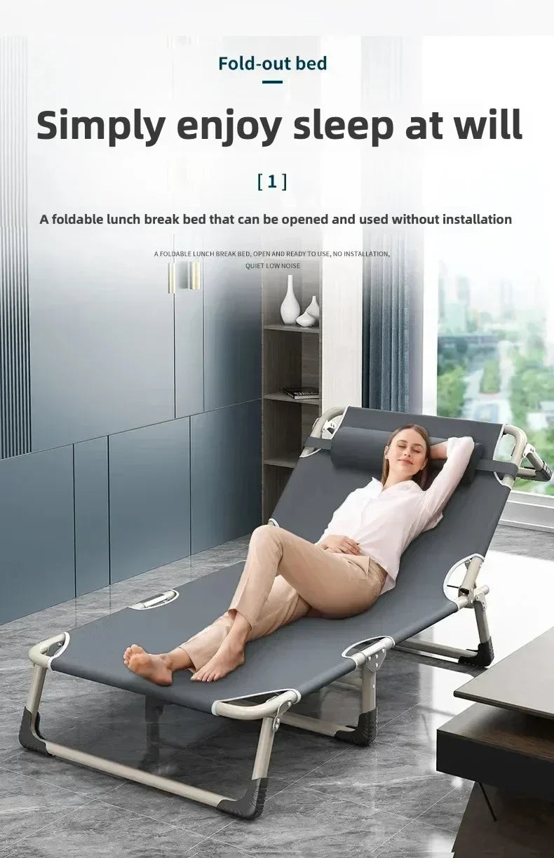 Single Folding Beds Bedroom Dormitory Office Comfortable Homestay Furniture Villa Portable Bed Outdoor Travel Camping Recliner