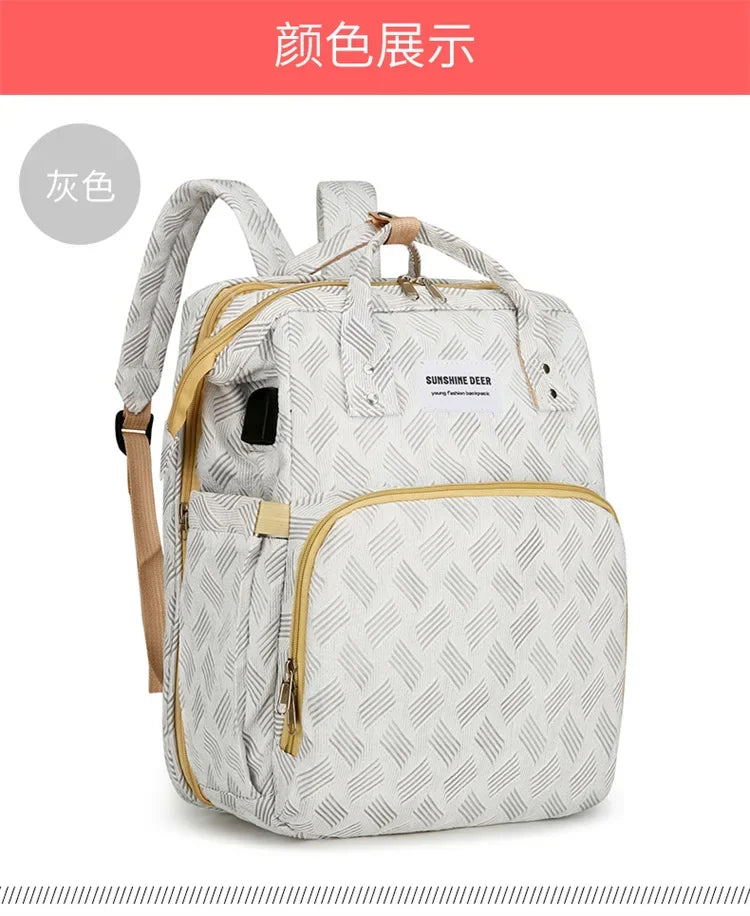 Baby Diaper Bag with Stroller Hooks Portable Baby Crib Diaper Changing Pad Baby Carrier Bag for Activity Mom Backpack 30*20*40cm