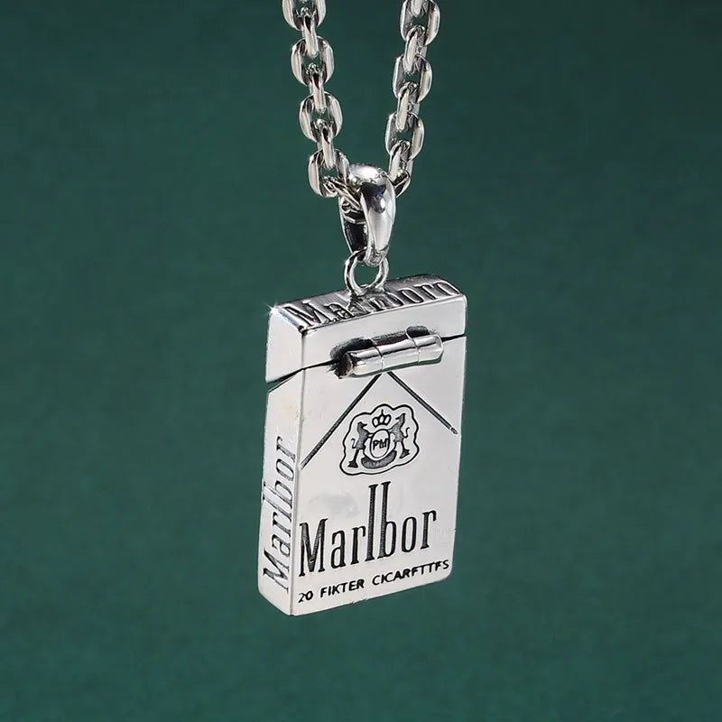 Necklace Pendant Pure 925 Sterling Silver Creative Cigarette Box Model Luxury Fine Jewellery Women Men 2025 St Valentine Day P41