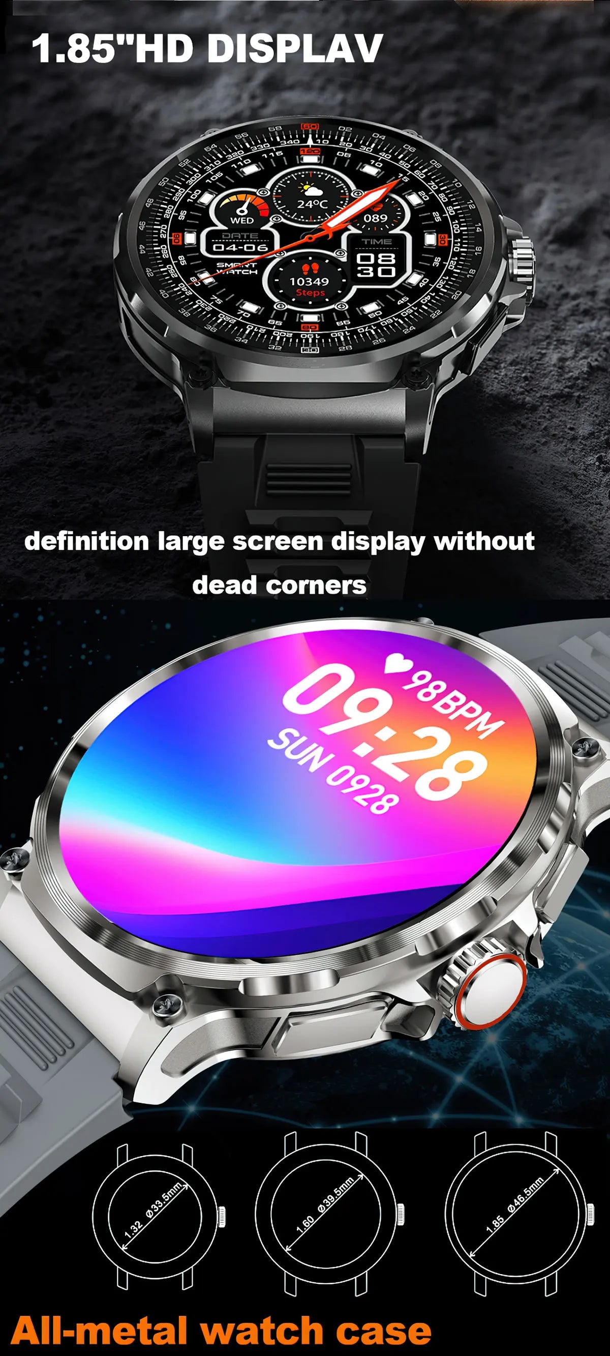 New SmartWatch Men 1.85-Inch HD Sports Bluetooth Call GPS Sports Fitness Tracker HeartMonitor 710mAh Waterproof Watch for xiaomi