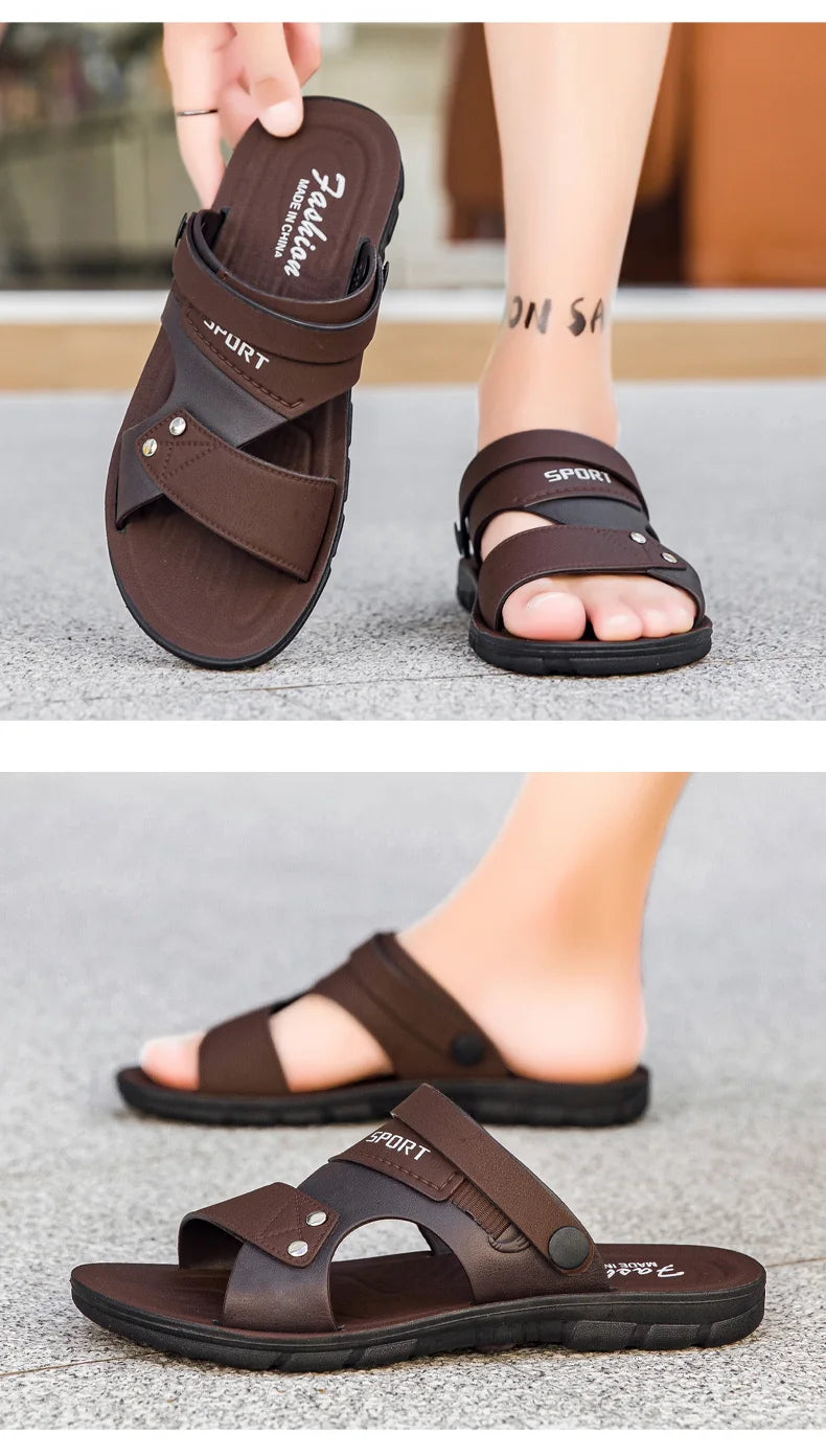 Summer Men's Sandals Fashion Beach Shoes For Men Classic Leather Slipper Male Outdoor Casual Leather Sandals Men