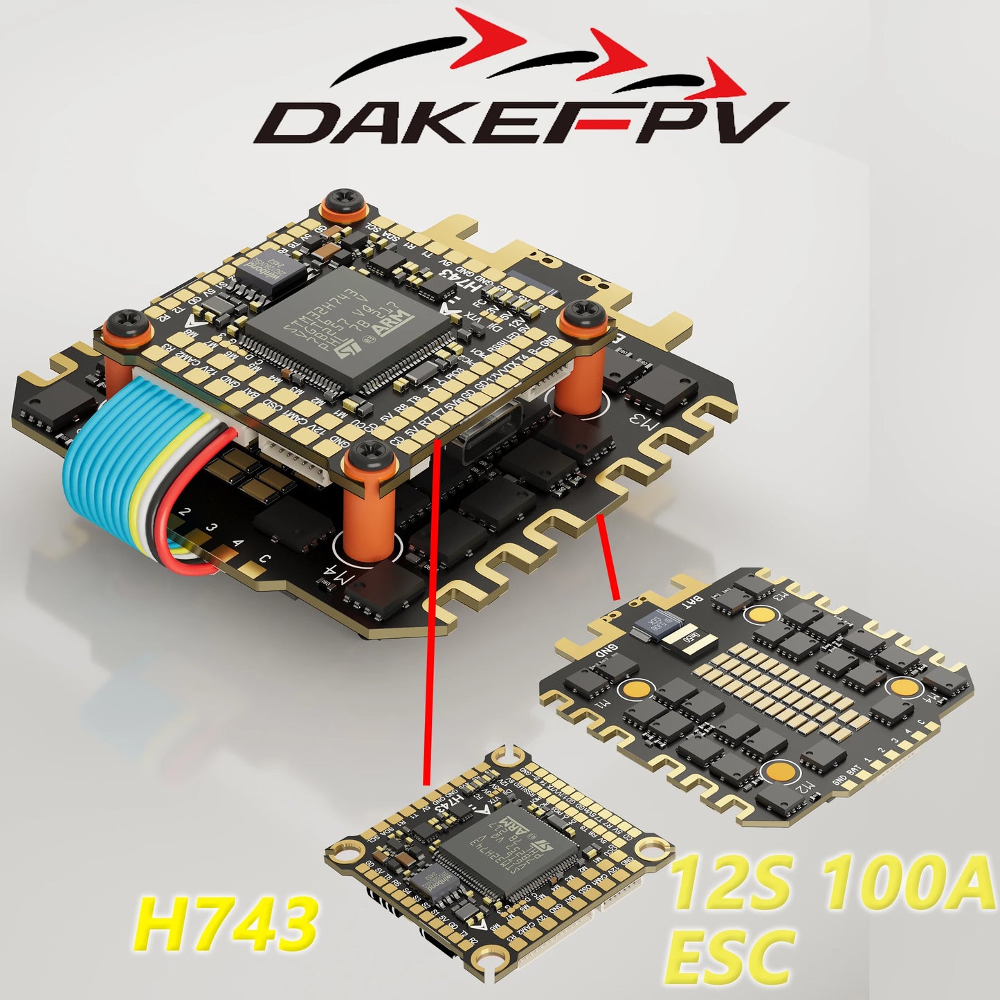 DAKEFPV H743 12S 120A stack ICM42688P H743 flight control FC Flight controller FPV stack for MARK4 13inch FPV Drone frame