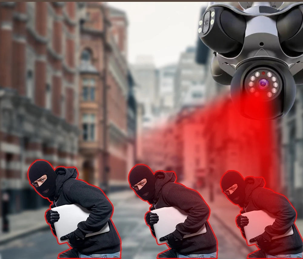 25MP 4K Wifi Panoramic Security Camera Outdoor 5 Lens 5 Screens Auto Tracking Wireless PTZ CCTV Video Surveillance Camera