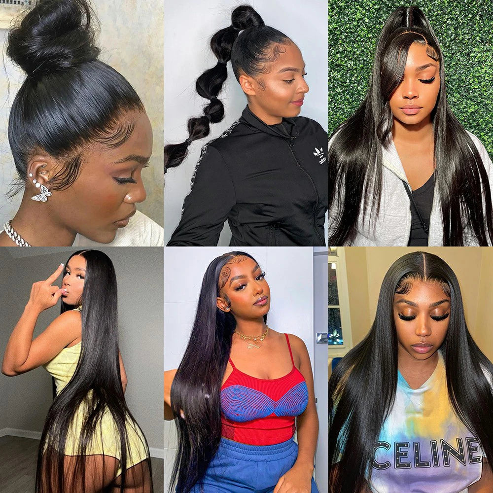 360 HD Transparent Lace Frontal Wigs Pre Plucked Brazilian Bone Straight 13x4 13x6 Lace Front Human Hair Wigs For Black Women