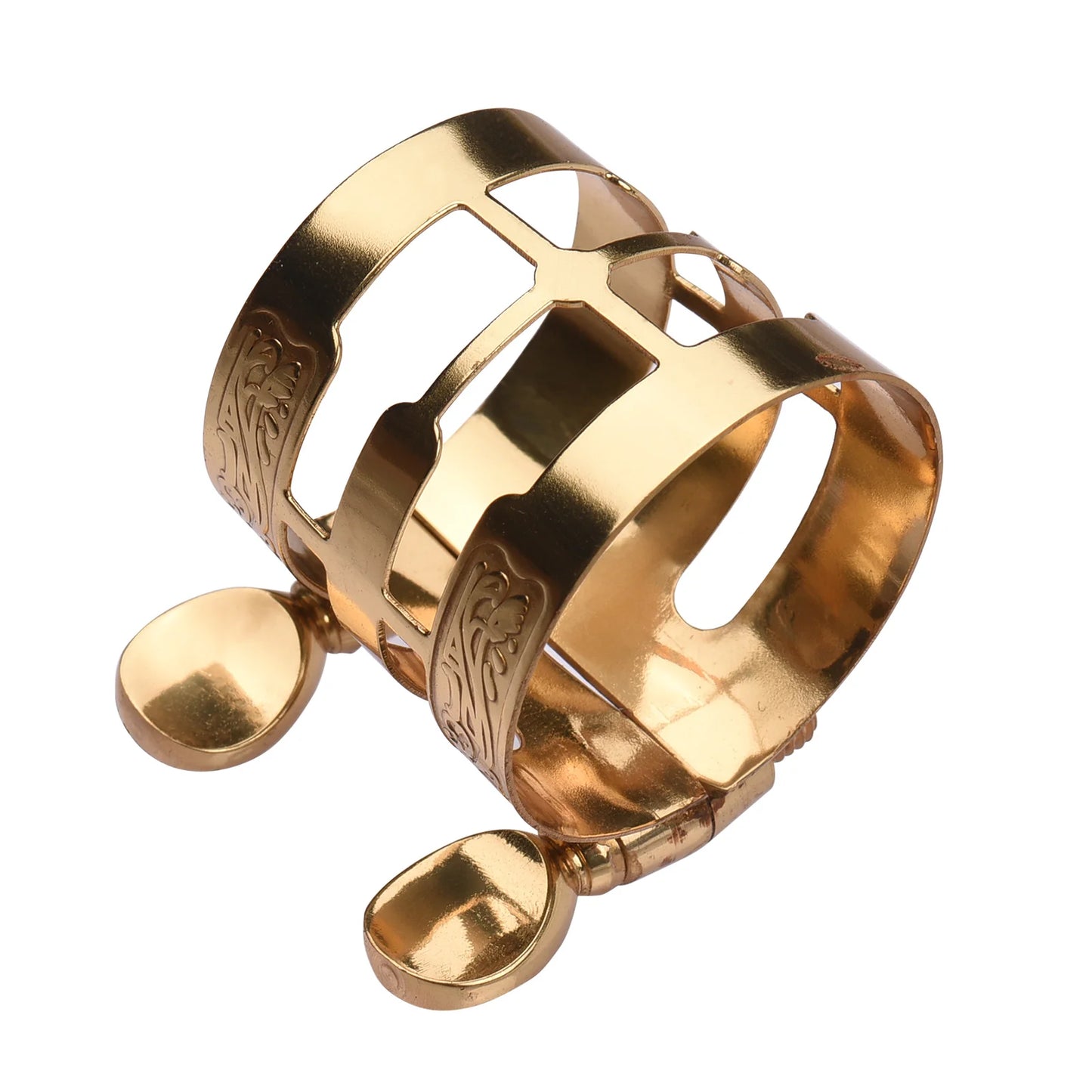Copper Double Screw Adjustment Saxophone Ligature Compact Sax Ligature with Mouthpiece Cap for Alto Saxophone Accessories