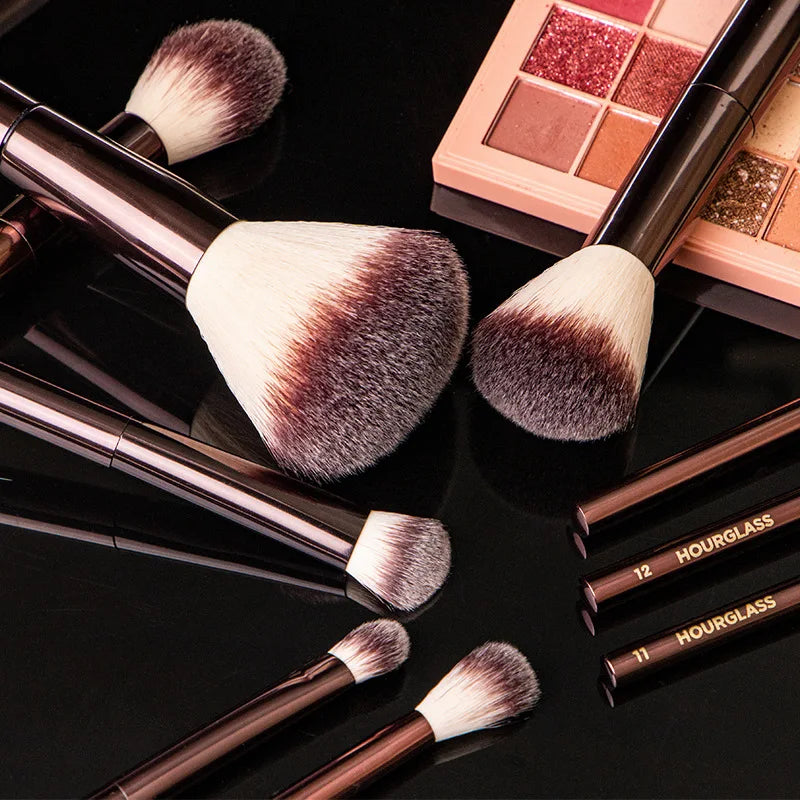HOURGLASS Full Set Makeup Brushes - Powder Blush Foundation Eyeshadow Concealer Lip Brush - Cosmetic Brush Kit for Face And Eyes
