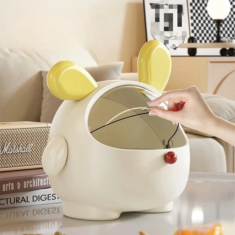 Kawaii Korean Storage Rack Desktop Rabbit Storage Box Desk Organizer Bin Cute Student Girls Hair Accessories Stationary Storage