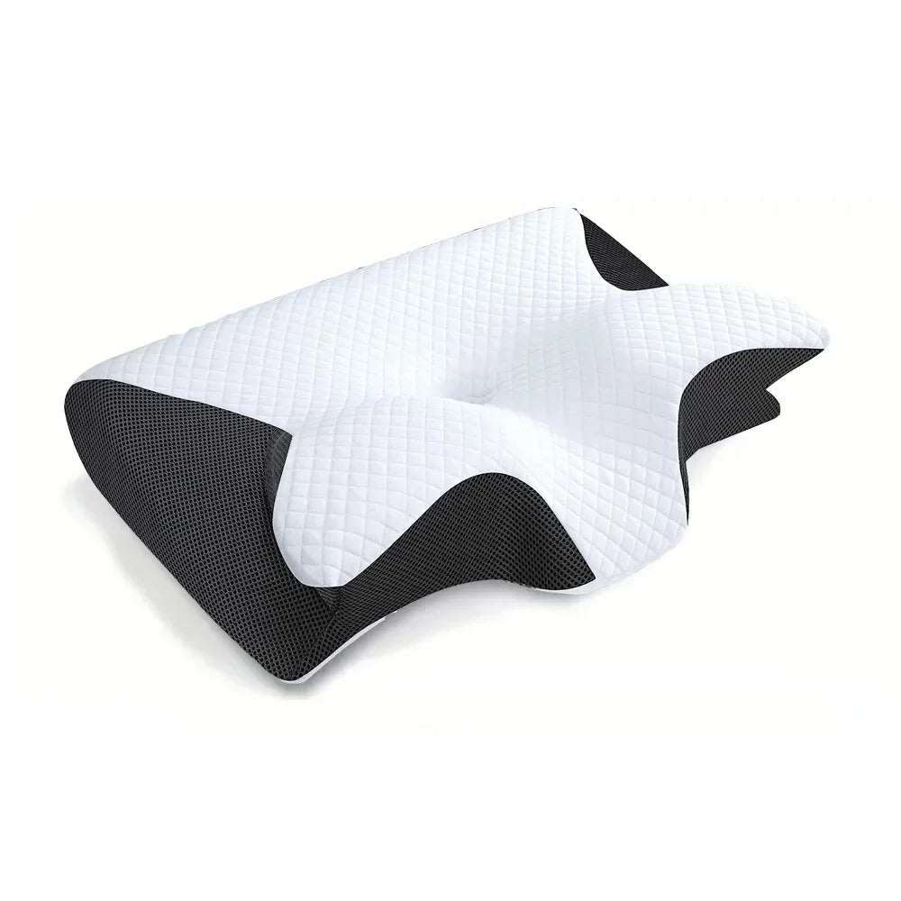 Butterfly Memory Cotton Neck Pillow Ergonomic Contoured Slow Rebound Cervical Pillow For All Sleep Positions Shoulder Relief