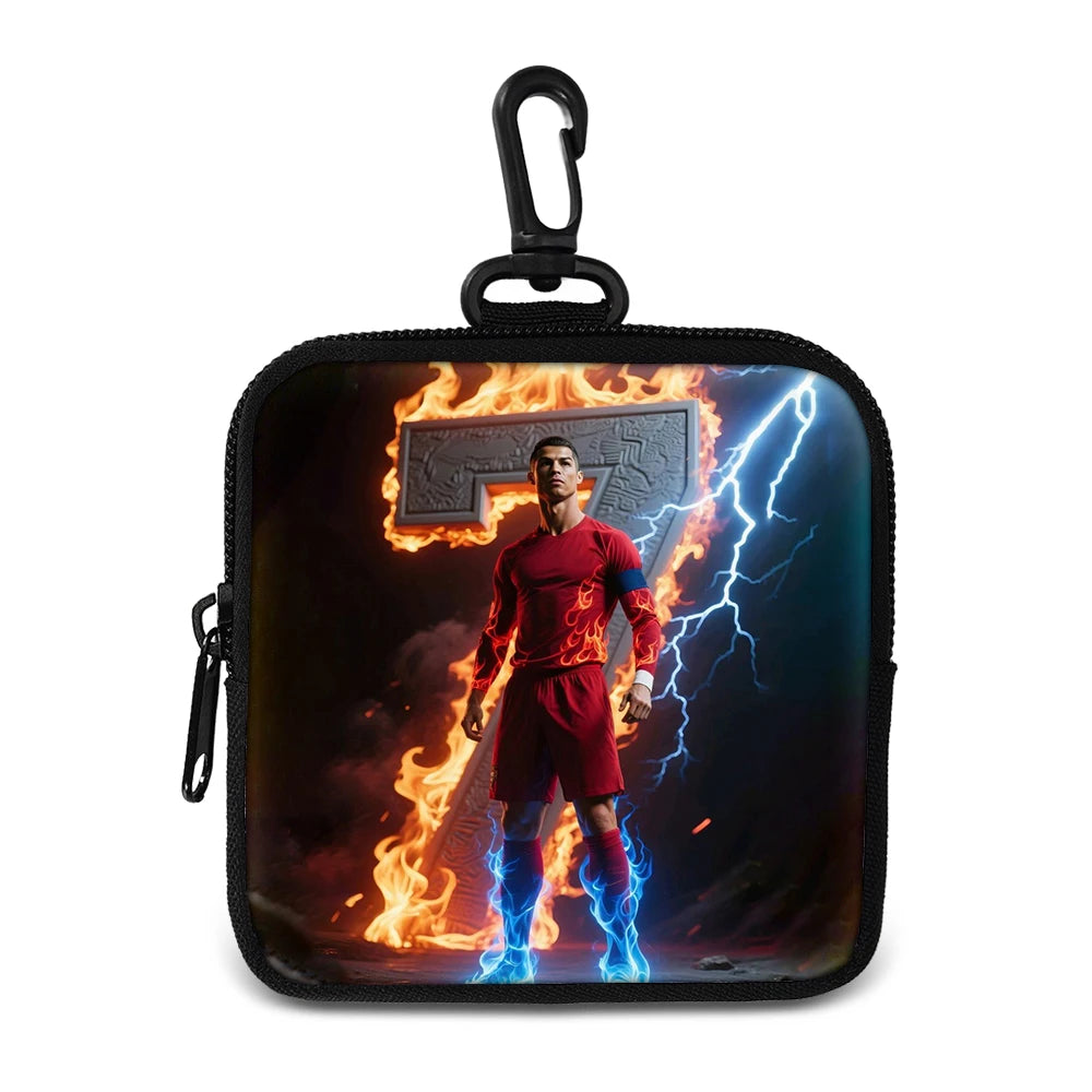 Ronaldo Money Coin Purse with Key Ring Pocket Purse mini headphone bag Football Star storage bag Credit Card Holoder Man Women