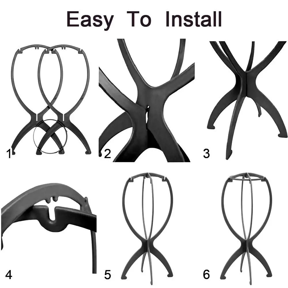 Hair Extension Holder Durable Folding Wig Stand for Solid Color Wigs - Stable Hair Clip and Display Tool