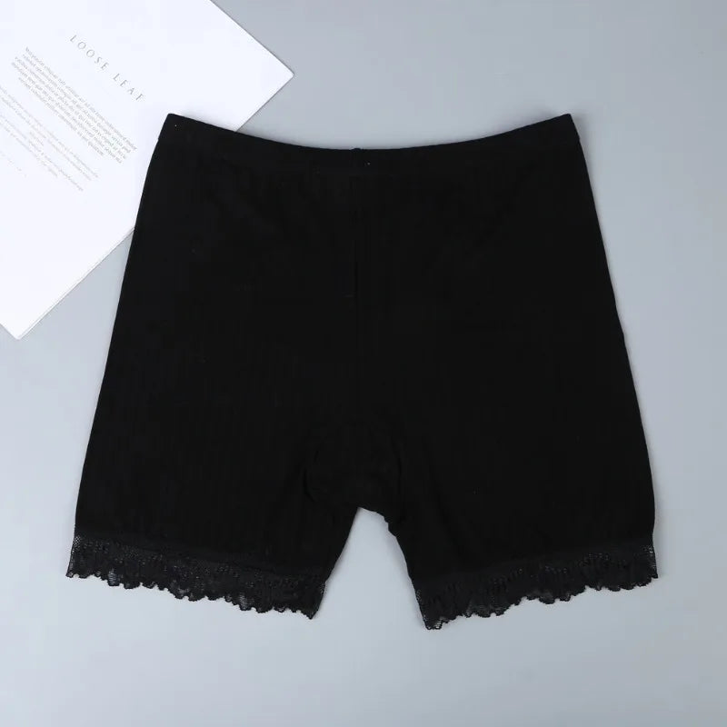 2 IN 1 Seamless Safety Shorts Panties For Women Summer Mid Waist Elastic Cool Ice Silk Undershorts Large Size Underskirt Shorts