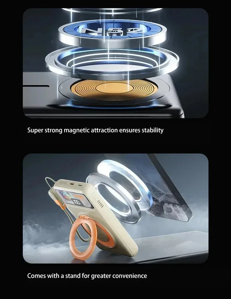 Lenovo10000mAh Magnetic Power Bank Portable Wireless Charger With Cable Fast Charging External Battery Stand For iPhone Xiaomi