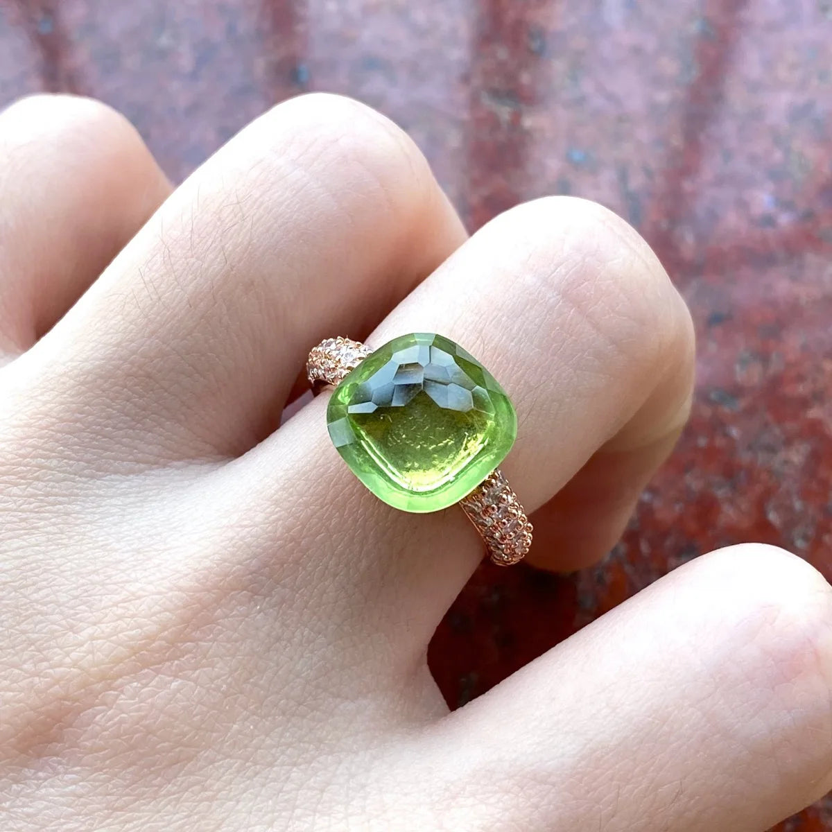 12.6mm   Ring Candy Style Zircon Ring Flat Pink Green Purple Crystal Ring For Women Candy Ring Fashion Jewelry Gift