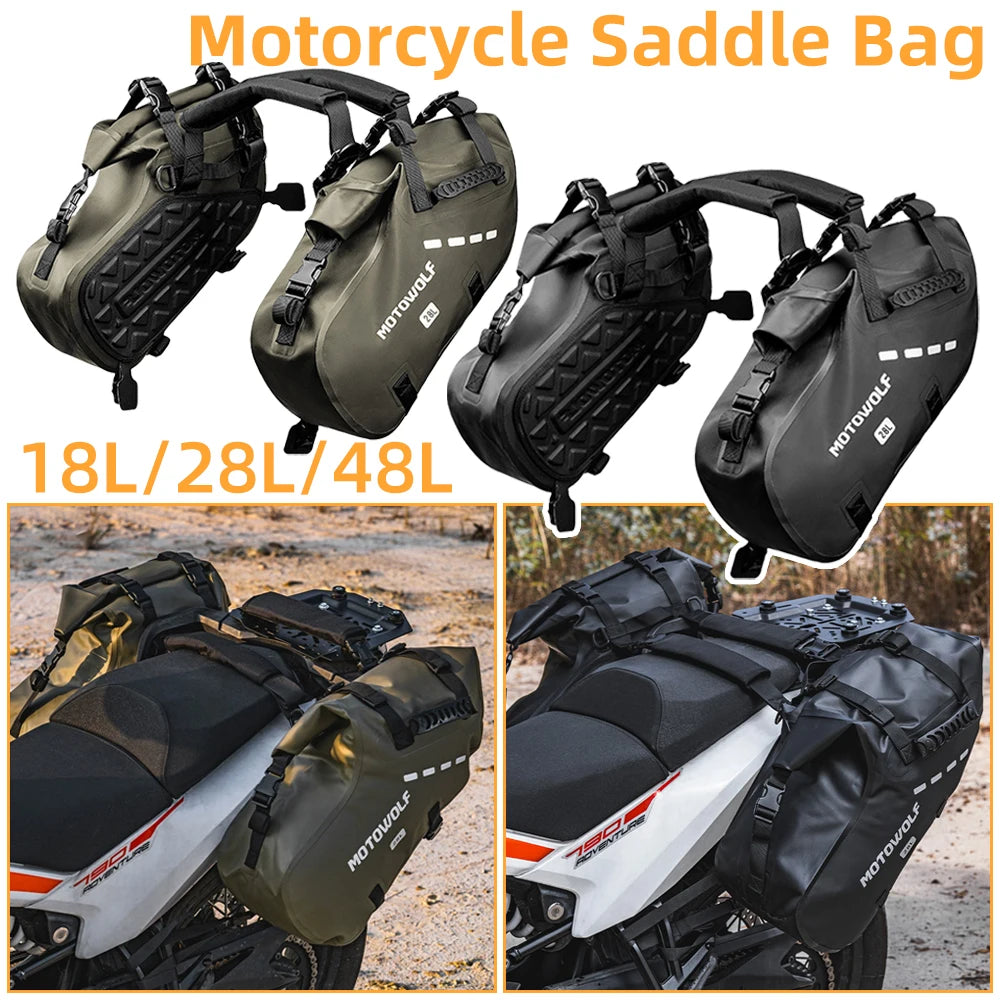 Waterproof Motorcycle Bag 18L 28L 48L Motorcycle Saddle Side Bag Large Capacity Universal Fit Motorcycle Pannier Bag