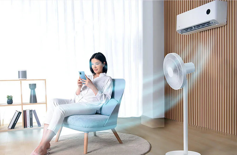 MIJIA Floor Fan,7 Blade,Adjustable Wide-Angle 90°,Home Fan For Living Room,Support Connect MI HOME APP Wired Fan