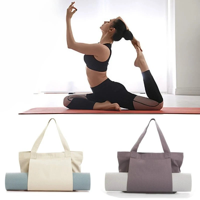 1pc Yoga Bag Yoga Mat Storage Tote Large Capacity Portable Canvas Storage Bag for Fitness Pilates Outdoor Exercise