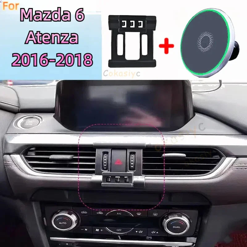 For Mazda 6 Atenza 2016 2017 2018 Magnetic Car Phone Holder 15W Wireless Charging Phone Stand MagSafe Base Mounts & Holder