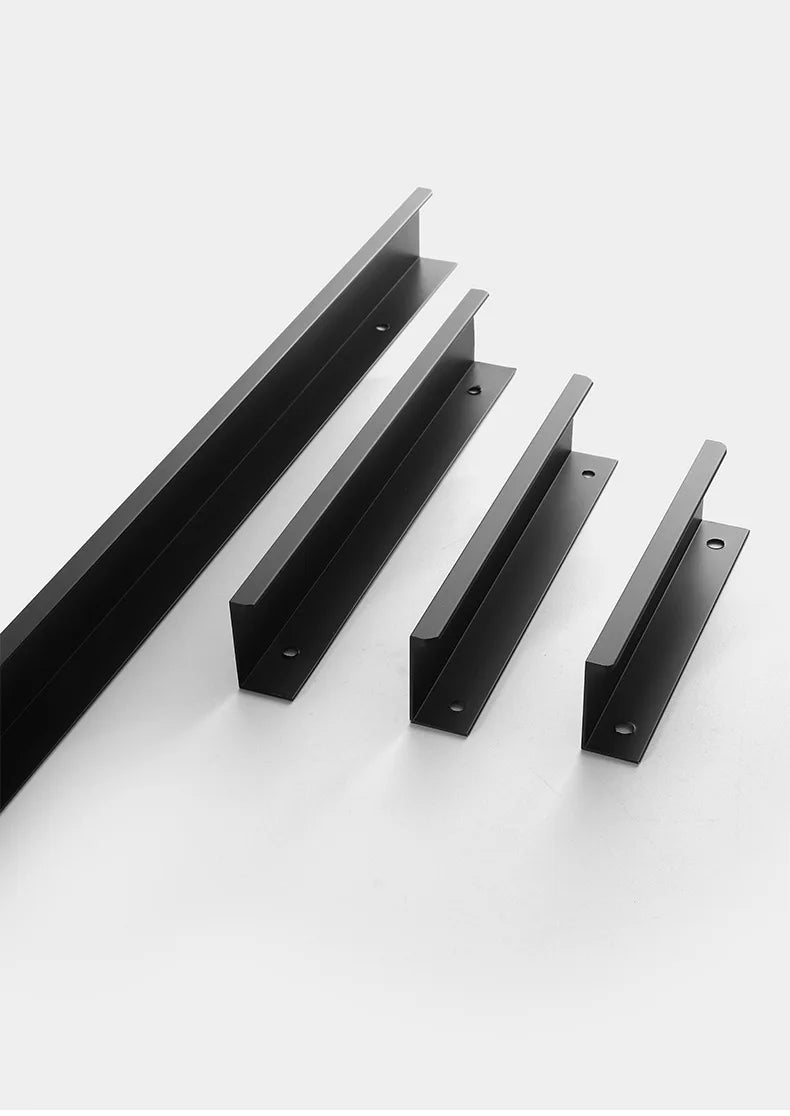 Extended drawer Cabinet Pulls door edge handle black gold wardrobe Drawer Pulls Aluminum Alloy Furniture Handles Cupboard Pulls