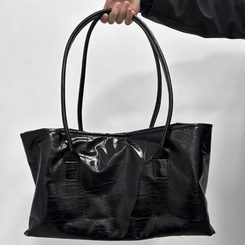 Luxury Vintage Crocodile-embossed Tote,women's Large-capacity Shoulder Handheld Bag,stylish Minimalist Casual Commuter Tote Bags
