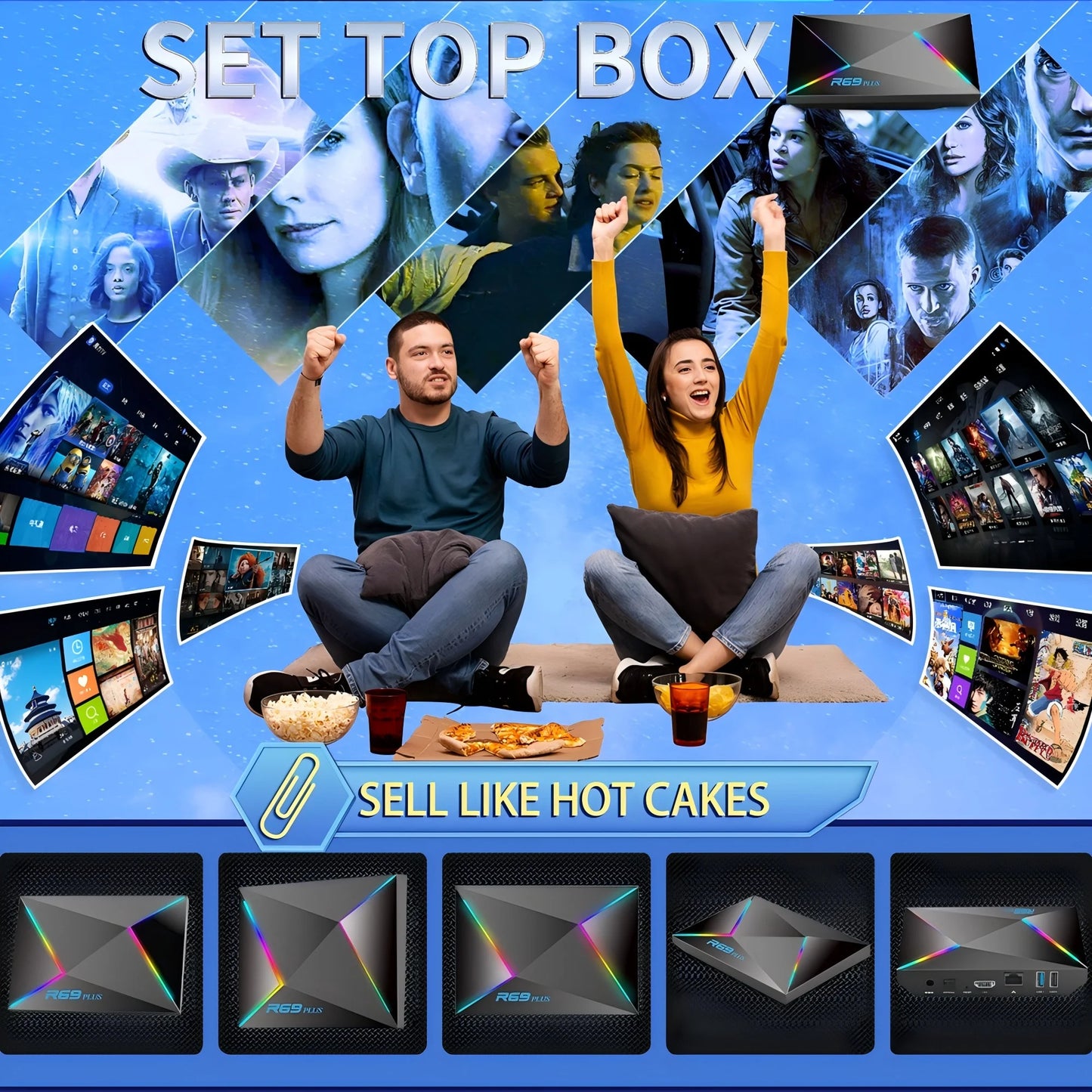 R69 Plus Voice Control TV Box Ultra HD 8K Allwinner H728 Octa Core Support Netflix tv box WIFI 6 Set Top Box