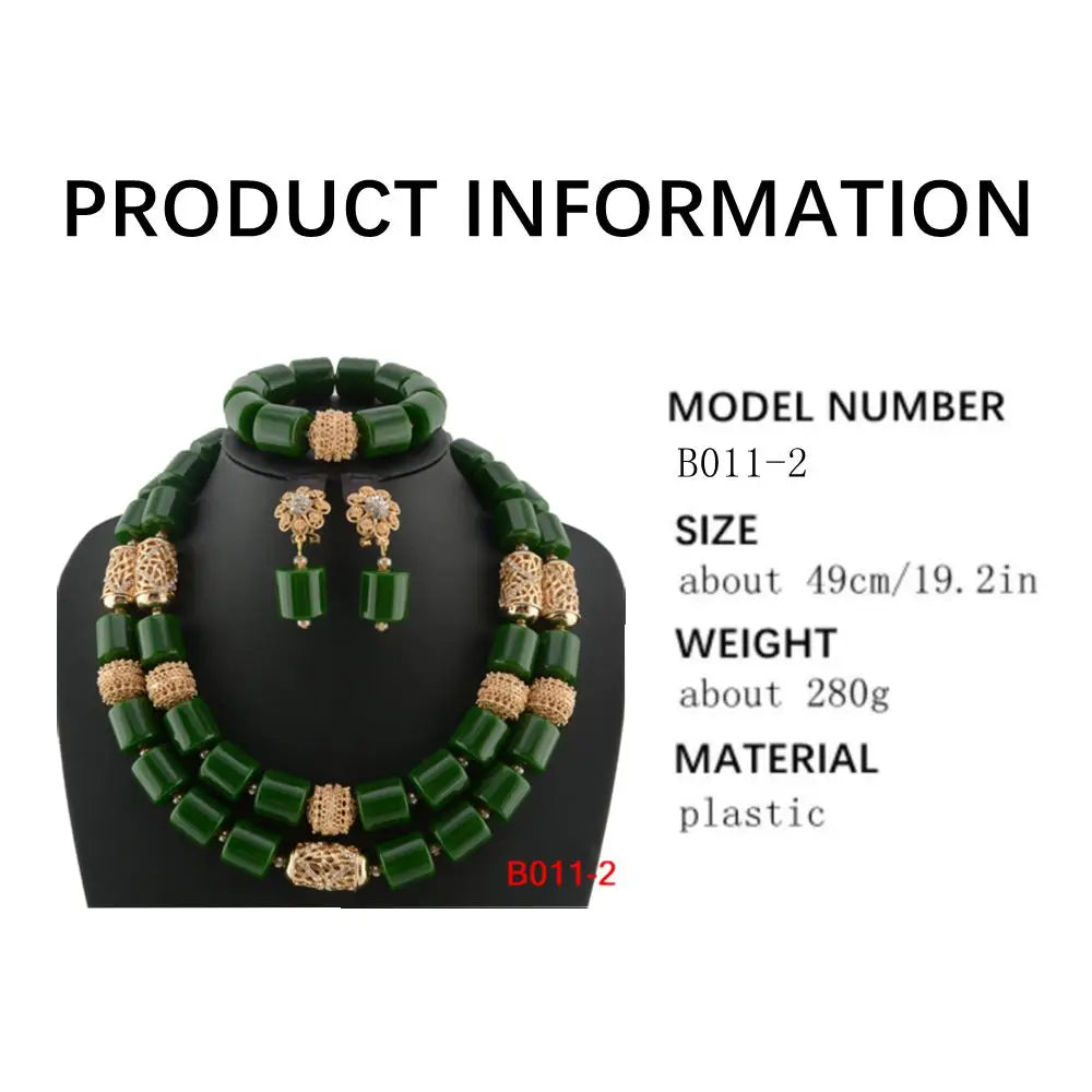 High Quality 2 Layers Artificial Coral Bead African Wedding Jewelry Set Women Necklace Nigeria Bride Party Gift