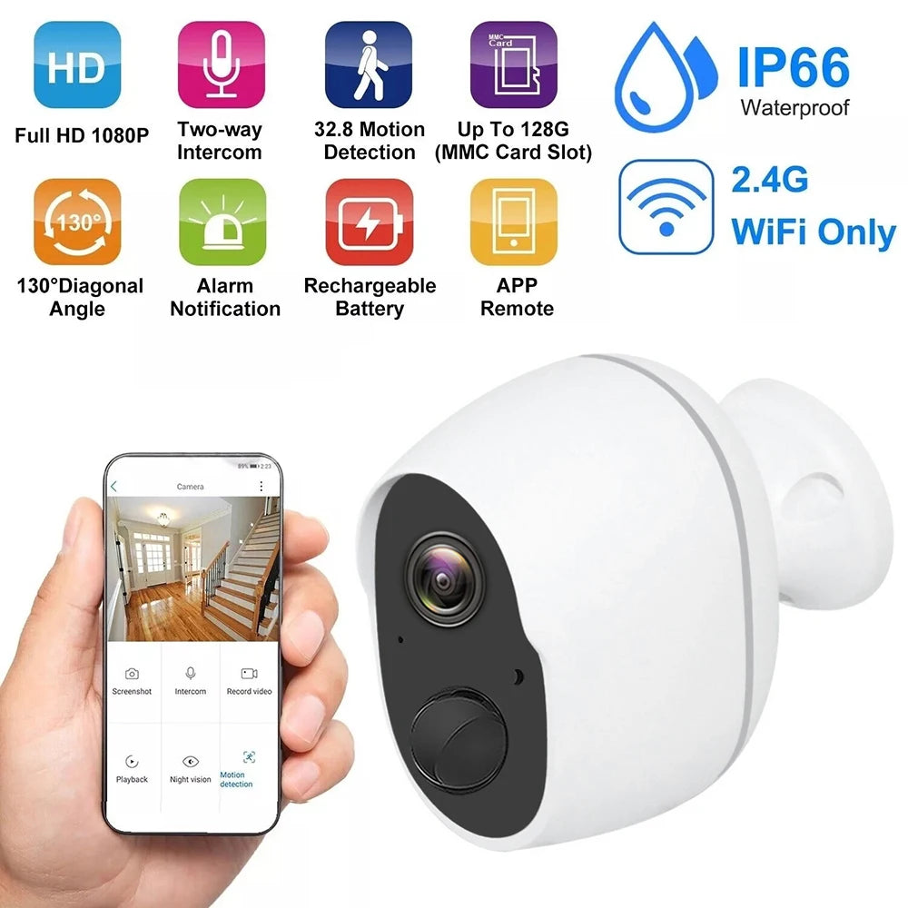 3MP Battery Solar WiFi Security CCTV 130 Wide View Angle 5XDigital Zoom Waterproof Outdoor Solar Camera 5200mAh Rechargeable Cam