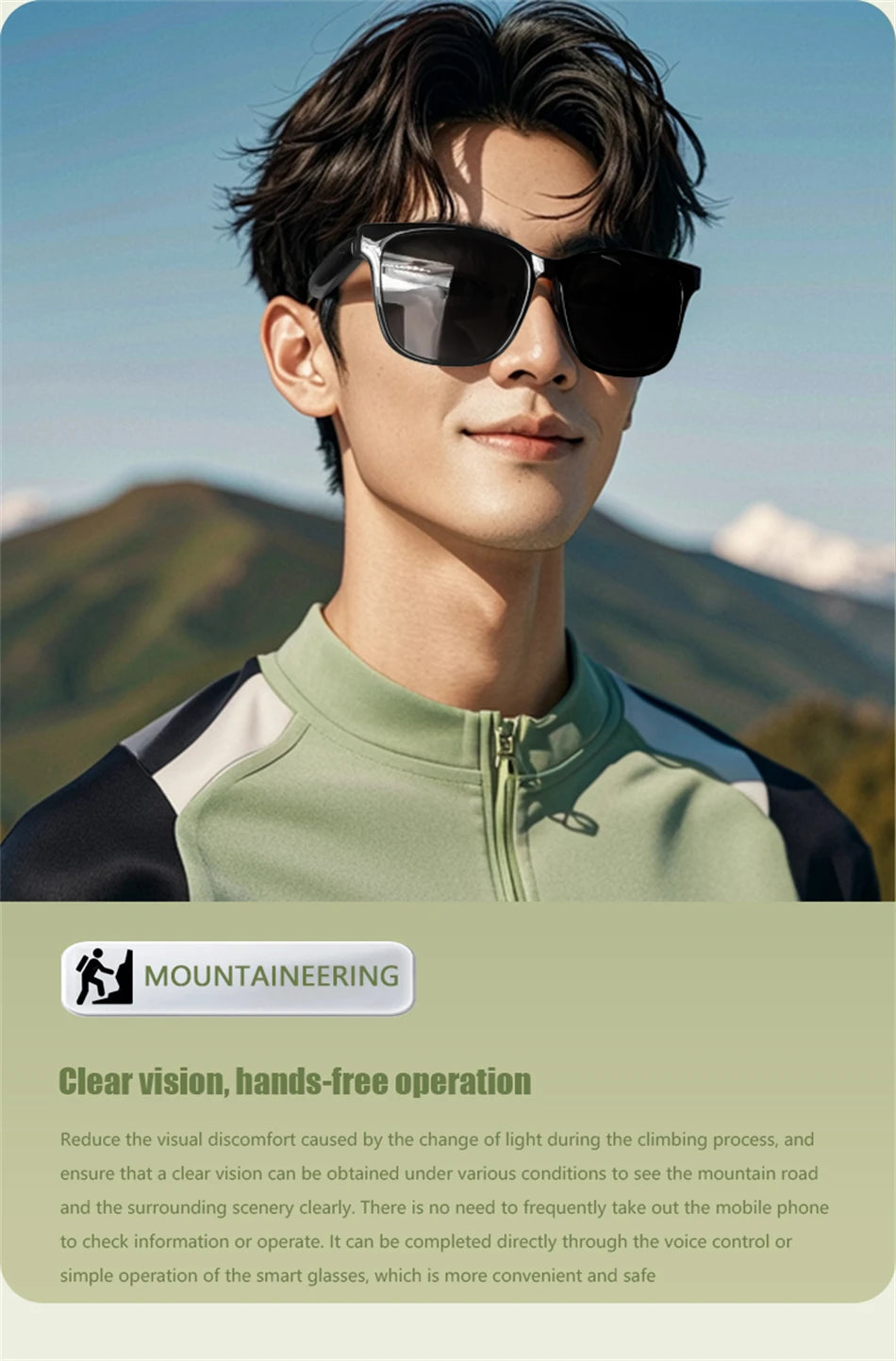 LIGE Smart Glasses Intelligent Navigation Wireless Music Play Outdoor Sport Sunglasses Earphone Bluetooth Call Voice Men Eyewear