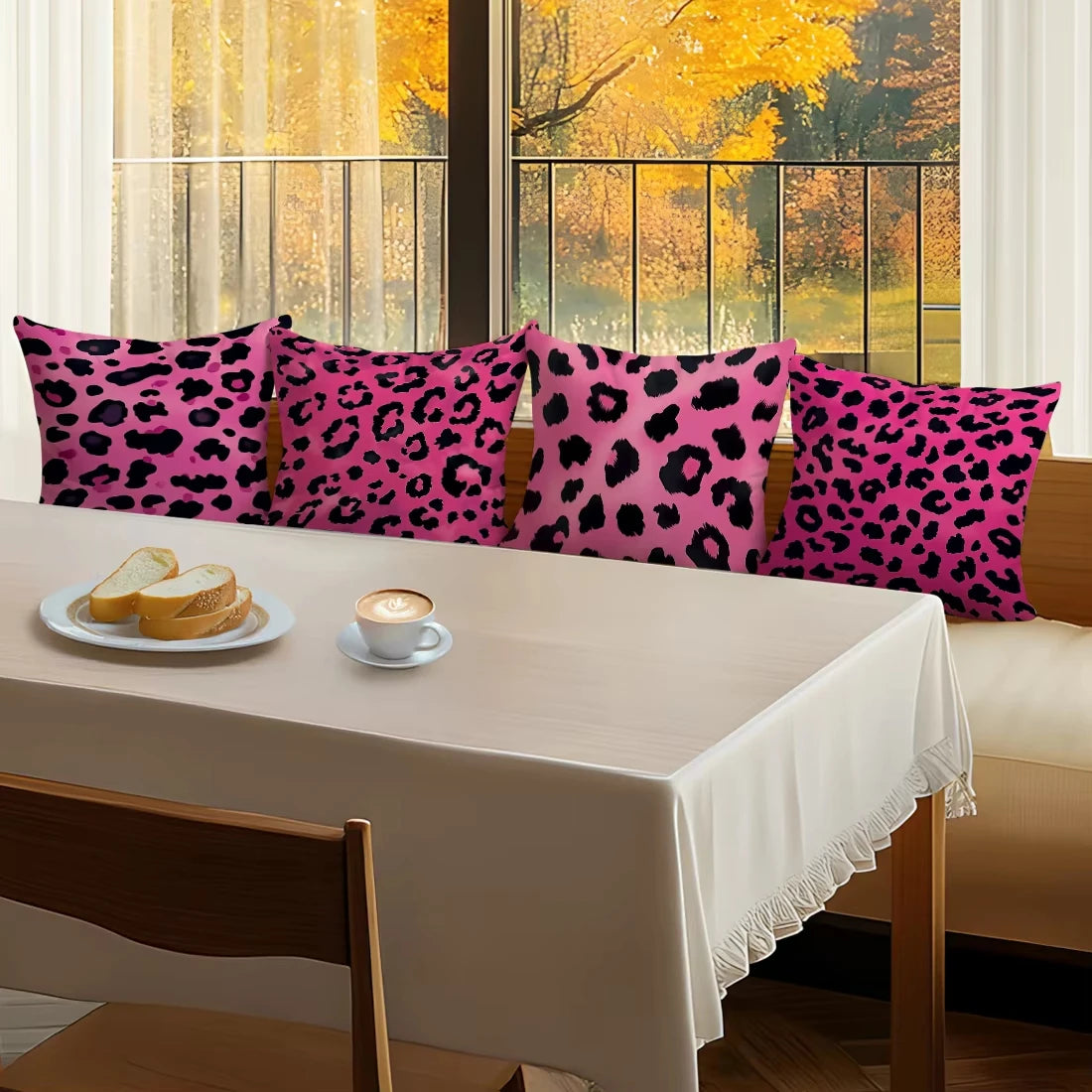 Pink Leopard Print Pillow Cover | Printed Decorative Cushion Case, Modern Home Decor Accessory for Sofa, Bedroom